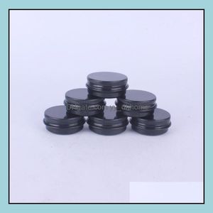 Packing Boxes Office School Business Industrial 500Pcs/Lot 15G Black Aluminum Jar 15Ml Empty Small Lip Oil Co Dhwyb
