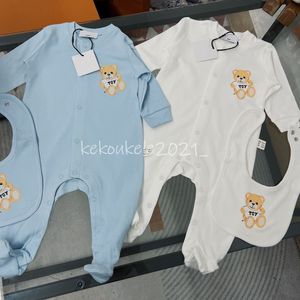 Nyfödda Rompers Baby Girl Boy Long Sleeve Autumn Cartoon Bear Jumpsuits 100% Bomullskläder Kids Butik kläder kläder