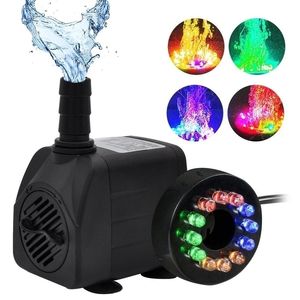 10W Ultra Quiet Submersible Water Fountain Filter Fish Pond rium Pump Tank With 12 Lights Y200917