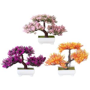 Dekorativa blommor kransar konstgjorda bonsai träd falska växt dekoration krukväxter hus växter japansk tall för skrivbord zen trädgård hem deco