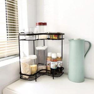 Hooks Rails Double Layers Corner Storage Racks Decoration Kicthen Living Badrumsmakeup smycken Ljusstake Metal Shelh Sundries Hållare