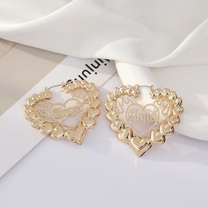 Stadnina, moda pusta kolczyki serca Kobiety złoto metalowe hart bambusowe kolczyki bioder biżuterii prezenty biżuterii