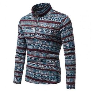 Men's Sweater Excellent Ethnic Print Knitted Sweater Washable Casual Sweater L220730