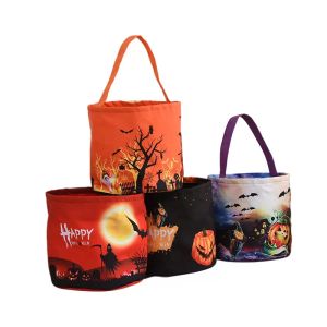 New Halloween Baskets Glowing Pumpkin Bags Children's Candy Bags Ghost Festival Bags Decorative Props