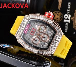 Mens Color Diamonds Assista Luxo Designer Esporte Relógios Moda Transparente Caso 43mm Cronógrafo Relógios De Pulso Silicone Strap Quartz Men Relógio