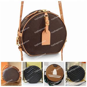 PETITE BOITE CHEPEAU Bolsas de ombro circulares para bolos Bolsas de ombro com corrente de designer Bolsa transversal de couro de luxo Pochete de alta qualidade