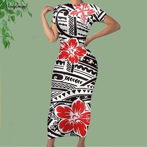 Noisydesigns Frauen Vestidos De Mujer Casual Kleid Rot Farbe Hawaii Hibiscus Blume Druck Hohe Qualität Weibliche Tropfen 220627