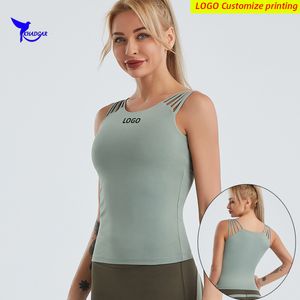 Quick Dry Sleeveless Running Shirts with Push Up Sports Bra Women Yoga Vest Sportswear Singlet Gym Fitness Tank Top Custom 220608