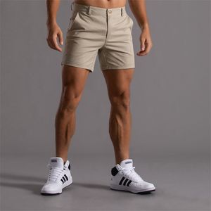 Khaki Shorts Men Casual Summer Solid Color Knee Length Bermuda Fashion Clothing Reguler Fit Bottom Thin 220621