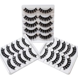 5pairs Russian False Eyelash D Curl Natural 3D Faux Mink Eyelashes Wispy Thick Long Eye Lashes Extension Makeup