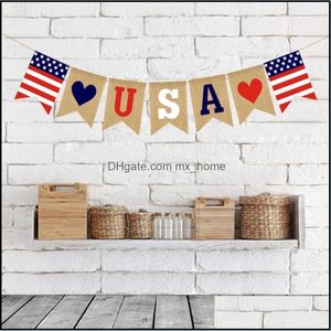 Banner Flags Festive Party Supplies Home Garden Ll Usa Swallowtail Banners Independence Day String Letters Bunting Banne Dhnub