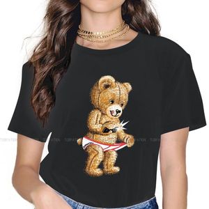 Dam T-shirt Snap Box Damskjortor Teddy Bear Graphic Plus Size Kawaii Vintage Dam TopDams