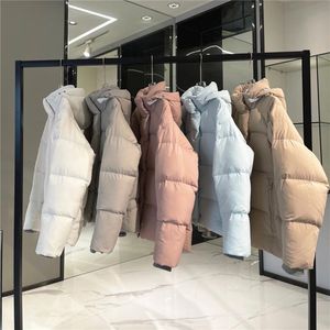 22SS G DOWN 재킷 C 여자 짧은 흰색 핑크 라벨 파스텔 시리즈 Parker Men Macarons Junction Trendy Hooded Capsule Bread Jackets