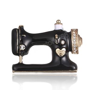 Women Girls Sewing Machine Brooch Black Brooches Jewelry Hijab Pin For Collar Suit Scarf Decoration Accessories