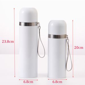 Bottiglie d'acqua sottovuoto per sublimazione in bianco 350ml 500ml Thermos per stampa a trasferimento termico rivestito in acciaio inossidabile bianco