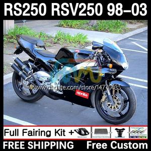 Body and Tank cover For Aprilia RS-250 RSV RS 250 RSV-250 RS250 RR RS250R 98 99 00 01 02 03 4DH.8 RSV250 98-03 RSV250RR 1998 1999 2000 2001 2002 2003 Fairing Kit Gloss black