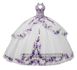 2022 Fiori Del Merletto Del Ricamo Abiti Quinceanera Increspature Prom Ball Gown Sweet 16 Vestito Abiti Da 15 Anos