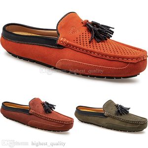 Primavera Verão Nova Moda Estilo Britânico Mens Lona Casual Ervilhas Shoes de Ervilhas Slippers Man Student Student Homens Lazy Drive Overshoes Comfortável Respirável 38-47 1433