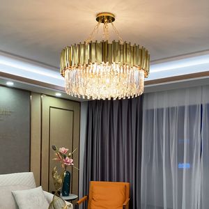 Light luxury crystal living room lamps chandelier modern home dining room bedroom lights duplex building hall villa chandeliers