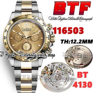 Wholesale automatic marker resale online - BTF Better Factory bt116503 Mens Watch Cal SA4130 Chronograph Automatic TH mm Gold Dial Stick Markers Two Tone L Oystersteel Bracelet Eternity Watches