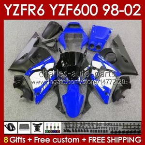 Kit corporal para yamaha yzf r6 r 6 98-02 yzfr6 98 99 00 01 02 Bodywork 145No.69 Yzf 600 cc yzf-600 quadro yzf-r6 yzf600 600cc 1998 1999 2000 2001 2002 ABS Firingings Stock Blk