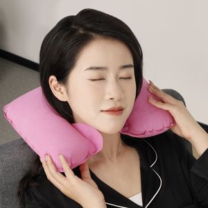 U字型の旅行枕自動インフレータブル飛行機の車の枕リング枕折りたたみプレス枕カッション