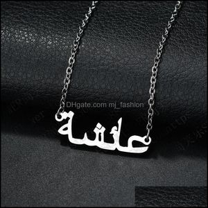 Collane con ciondolo Moda Creativa Medio Oriente Collana con alfabeto arabo Nome da donna Catena per clavicola in acciaio inossidabile Gioielli regalo Goccia Dh531