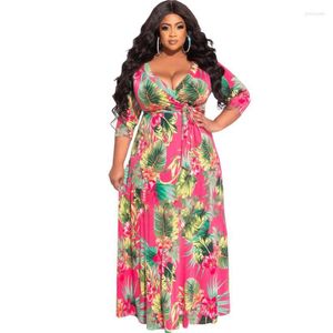 Sukienki plus size duże piękne kobiety letnia długa sukienka pulower damski szata przyczynowa luźna Vestidos bandaż Maxi sukienkiPlus Glad22