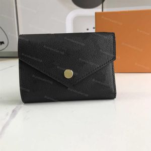 with BOX M41938 Emboss Victorine Fold Short Wallets black navy red Cowhide Purses Designer Luxury Clutch Bags Women Business Cre236E