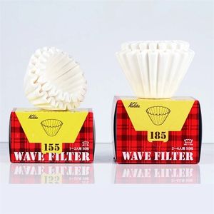 Kalita Wave Paper Filter 50 Sheets Häll över kaffe 155# för 1 till 2 koppar/185# 2-4 Cupsr 50p Handbrygg S 220517GX