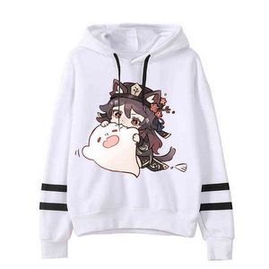 Felpa con cappuccio Cartoon Hu Tao Kawaii Open World Adventure Game Felpa con cappuccio Genshin Impact Felpe con cappuccio da donna Graphic Streetwear Y220713