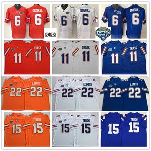 15 Maglia Tim Tebow 6 Jeff Driskel 22 Emmitt Smith 81 Aaron Hernandez 84 Kyle Pitts Maglie Kyle Trask Vintage 2022 NCAA Florida Gators Stitched College Football Wears