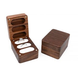 Gift Wrap Ring Box Solid Wood Black Walnut Square Jewelry Creative Storage BoxGift