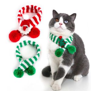 Juldekorationer husdjur stickad ull randig halsduk katt hundträd äldre justerbar krage haklapp levererar ornamentSchristmas