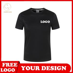 T shirt top 6 color custom short sleeved high end cotton flashing fabric quick drying round neck printing DIY brand text 220616