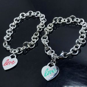 Europe America Fashion Bracelet Women Lady Silver Color Engraved 925 Letter With Heart Tag Pendant Bracelets