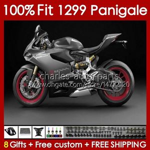 OEM FAIRINGS KIT FÖR DUCATI PANIGALE 959R 1299R 1299S 959 1299 S R 2015 2016 2017 2018 BODY 140NO.67 959-1299 15-18 959S 15 16 17 18 Injektion Mögel Kroppsverk grå svart svart