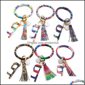 Cross Rabat Nowa Bransoletka Anti Epidemic Key Chain PU Leather bezstykowe akrylowe otwieracz do drzwi ZY5948 Dostawa Drop Drop 2021 Narzędzie Winda H