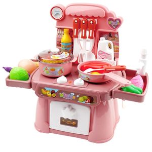 Kitchen Toys Imitated Chef Light Music Pretend Cooking Food Play Dinnerware Set Safe Cute Children Girl Toy Gift Fun Game GYH 220420