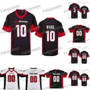 UF 2019 Novo Ottawa Redblacks 3 Jonathon Jennings 10 Lewis Ward 88 Brad Sinopoli Football Jersey Black White