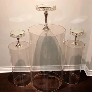 decoration High Transparent Clear Round Acrylic Cylinder Display Riser plinth stand imake113