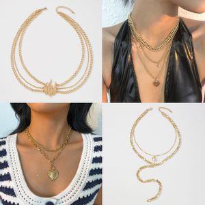 Aesthetic Multilayered Necklace Set for Women y2k Gold Silver Grunge Heart Lock Rose Flower Hip Hop Cuban Link Chain Fashion Jewelry Birthday Gifts for Mum Ladies