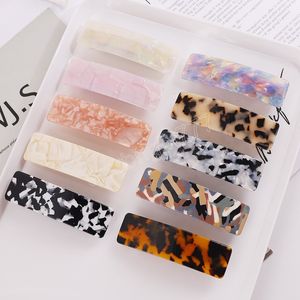 Mode Geometrische Rechteck Haar Clips Leopard Print Floral Barrettes Frauen Haarnadeln Acetat Harz Haar Zubehör