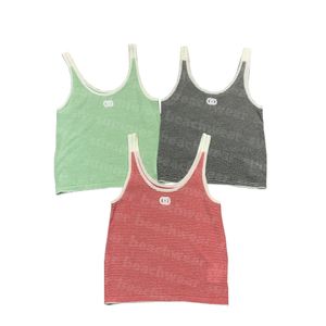 Mode Stripe Knits Väst Dam Andas Crop Top Vår Sommar Yoga Toppar Sport Västar