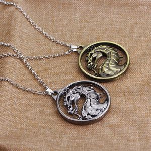 Pendant Necklaces Auspicious Fighting Games Mortal Kombat Dragon Chain Gold Silver Color Jewelry Gothic Accessories Elle22