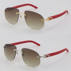 Neue Red Plank Arms Sonnenbrille Herren Luxus Metall Randlose Sonnenbrille Mann 18K Gold Mode Übergroße Große Runde Adumbral Männliche und Weibliche Vintage Rahmen mit Box Größe: 56