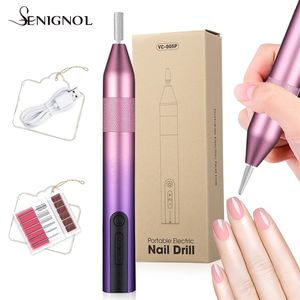 SENIGNOL Portable Electric Machine Cordless Rechargeable Drill for Manicure Pedicure File Kit Nail Salon Tool 220607