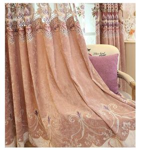Gordijngordijn Europese stijl gordijnen voor woonkamer eetkamer slaapkamer luxe borduurstof stof elegant roze tule tule aangepaste valances ramenc