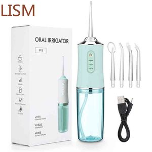 Oral Irrigator Portable Dental Water Flossser USB RECHARGEABLE JET FLOSS TOLE PICK 4 TIP 220ML 3 Läges IPX7 1400RPM 220510