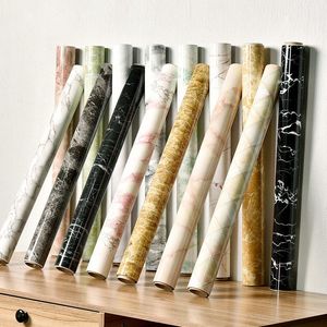 Wallpapers Width Self-adhesive Marble PVC Wallpaper Rolls Home Decorative Waterproof Wall Stickers Kitchen Backsplash DecorationWallpapers W